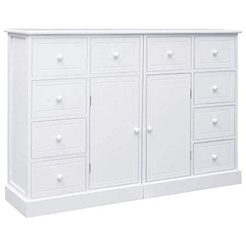 FAMIROSA Credenza, con 10 Cassetti Bianca 113x30x79 cm in Legno
