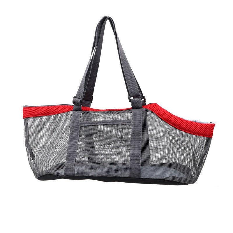 Grey And Red Lightweight Breathable Mesh Pet Carrier Handbag – Portable Travel Tote for Small Dogs & Cats up to 8kg