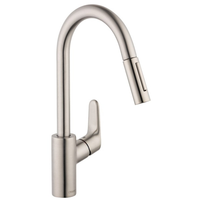Kitchen Faucet Focus MagFit 1 Lever ADA Stainless Steel Optic Pull Down 2 Function 150 Degree Swivel 1.5 Gallons per Minute