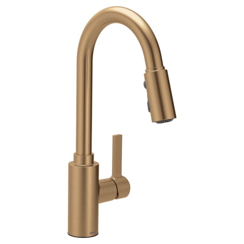 Kitchen Faucet Genta 1 Lever ADA CALGreen Bronzed Gold High Arc Rotate 360 DEG Pull Down 1/3 Hole PowerBoost 1.5 Gallons per Minute
