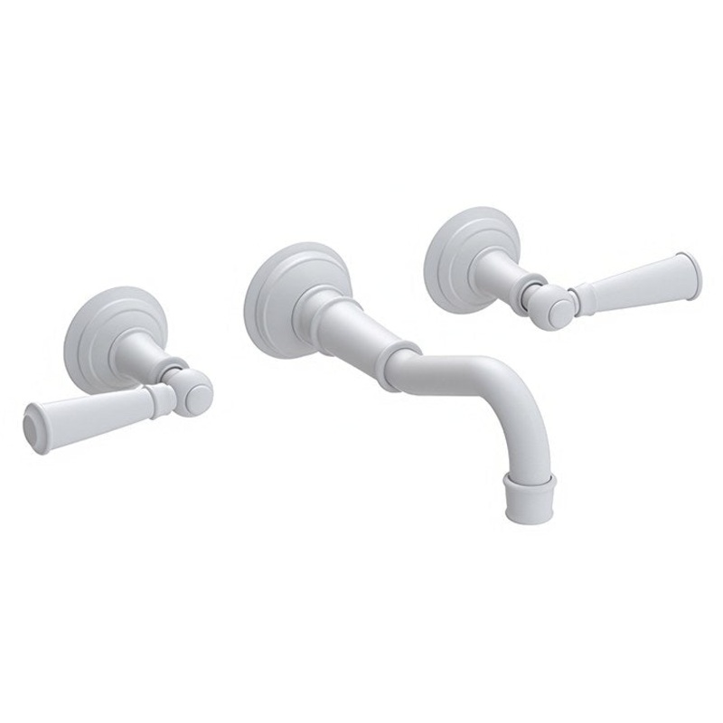 Lavatory Trim Jacobean Wall Mount 2 Lever Matte White ADA Low Arc 1.2 Gallons per Minute