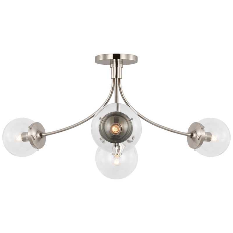 LED Semi-Flush Mount from the Prescott Collection in Polished Nickel Finish by Visual Comfort Signature