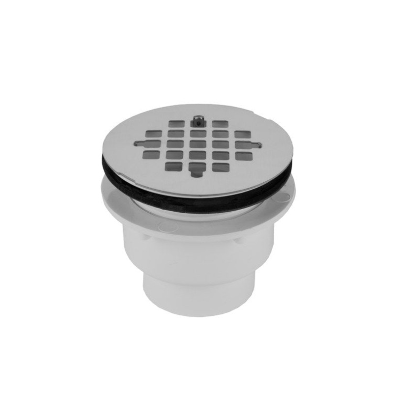 Shower Drain Large Body Complete Snap in Drain Plate 4-1/4 Inch Satin Gold PVC/Stainless Steel for Pre-formed Shower Stall Bases