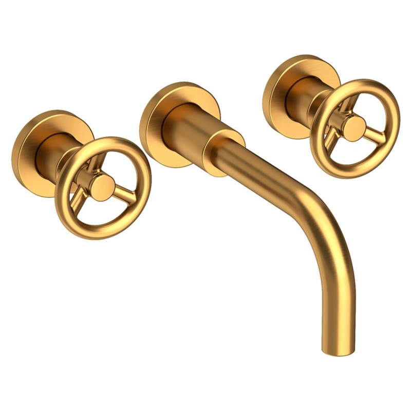 Slater Two Handle Wall-Mount Bathroom Faucet – Satin Gold PVD