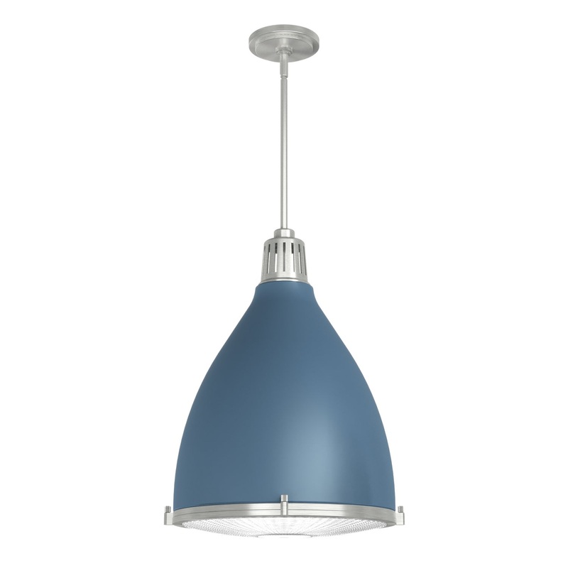 Three Light Pendant from the Bluff View Collection in Indigo Blue Finish by Hunter