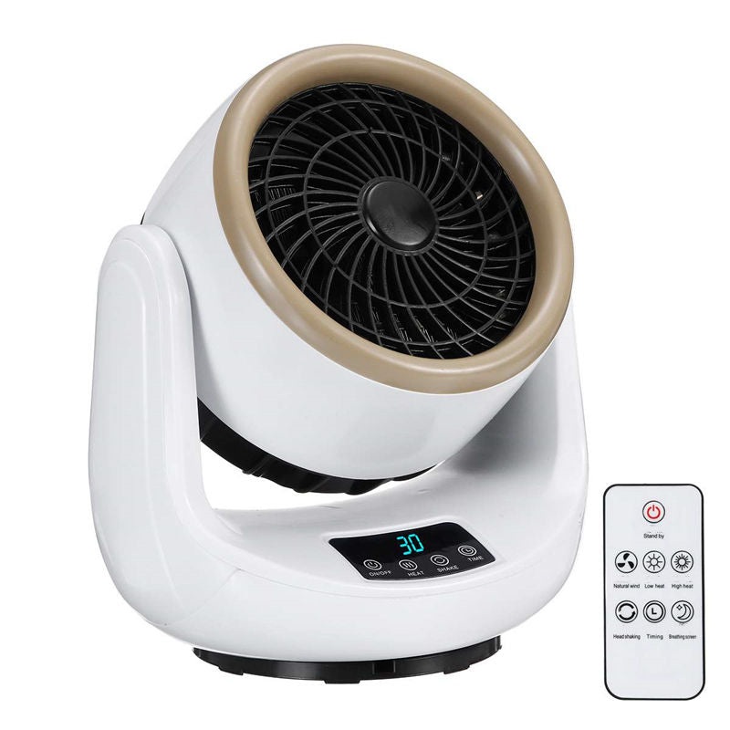 White Desktop Ceramic Heater Fan – All Season Use, Hot & Cold Modes with Remote Control