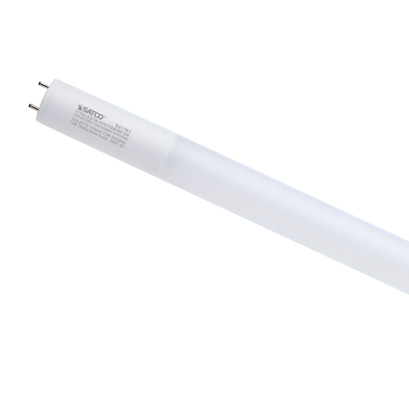 11 Watt T8 LED – 36-Inch – 30K/35K/40K/50K/65K CCT Selectable – G13 Base – Ballast Type A/B – Frost Finish – 120-277 Ranged Voltage – Glass with PET Coating by Satco