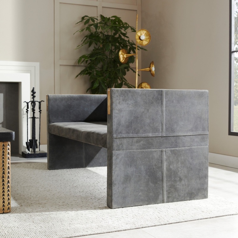 Arteriors FTI01 Donovan Settee Slate Grey/Antique Brass