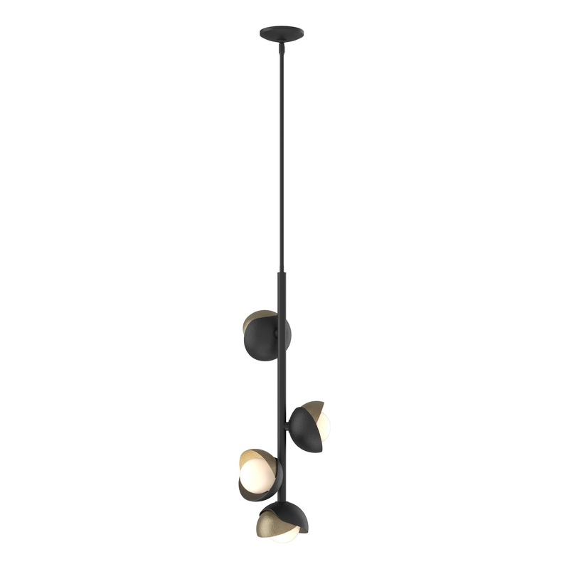 Brooklyn 4-Light Double Shade Vertical Pendant Black Soft Gold