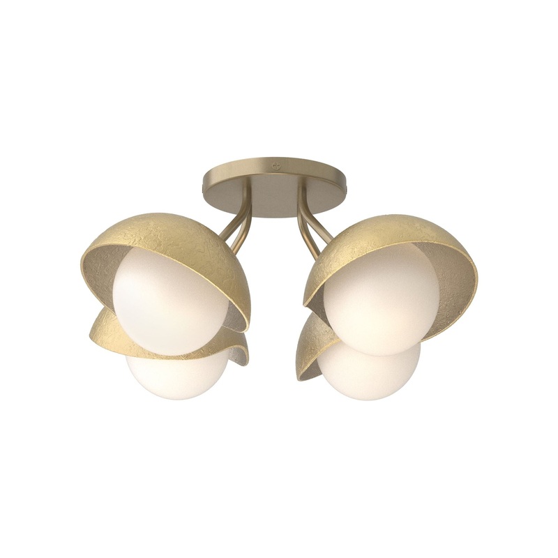 Brooklyn 4-Light Single Shade Semi-Flush Soft Gold Modern Brass