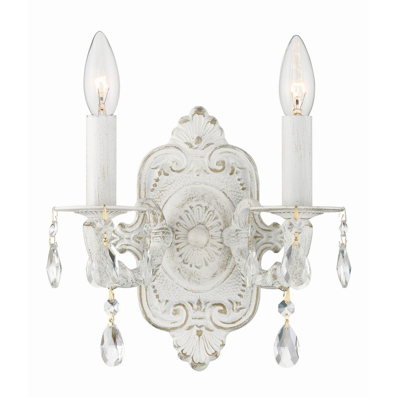 Crystorama 5022-AW-CL-SAQ Paris Market Two Light Wall Sconce Antique White