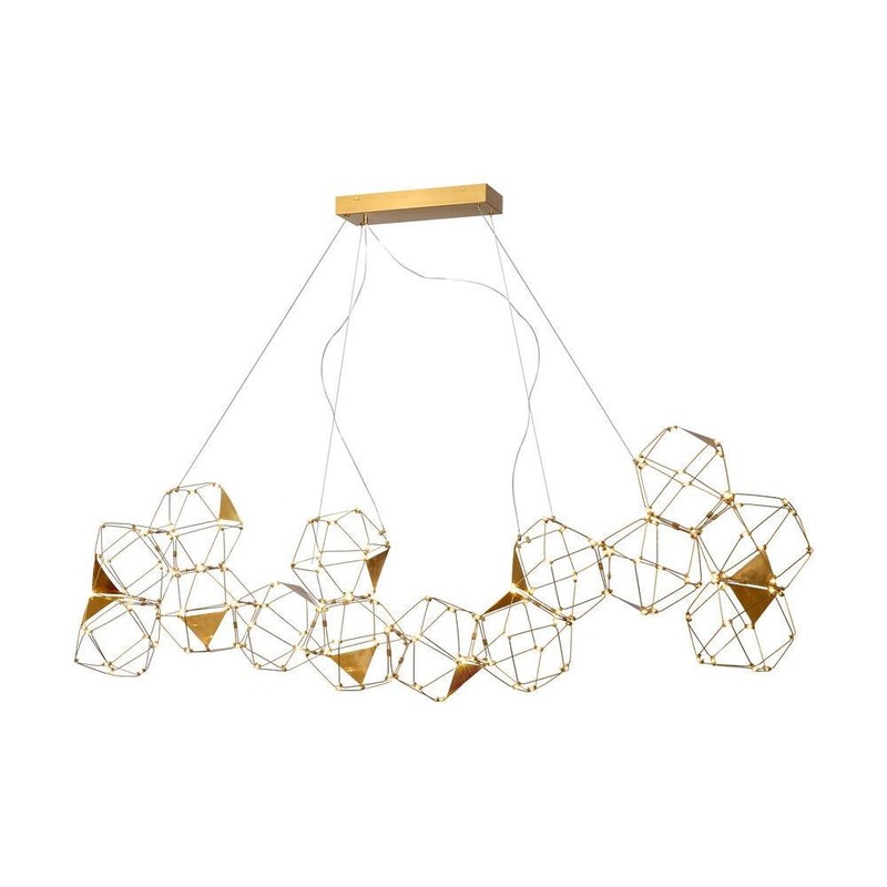 Cube 73″ LED Chandelier Gold