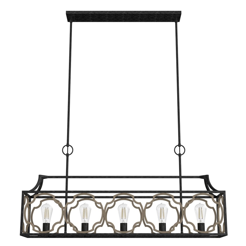 Five Light Linear Chandelier from the Stone Creek Collection in French Oak Finish by Hunter