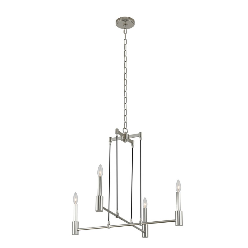 Four Light Chandelier from the Kingston Collection in Polished Nickel Finish by Kalco