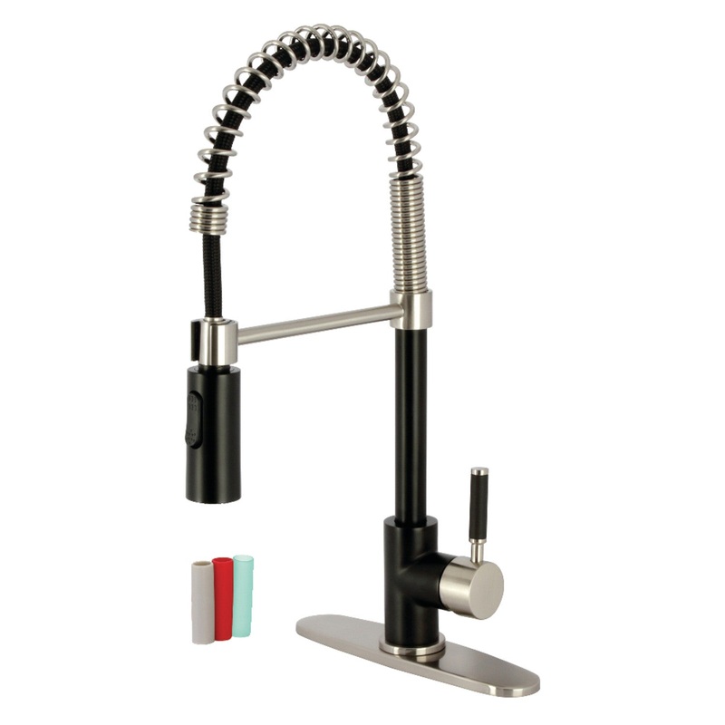 Gourmetier LS8779DKL Kaiser Single-Handle Pre-Rinse Kitchen Faucet, Matte Black/Brushed Nickel