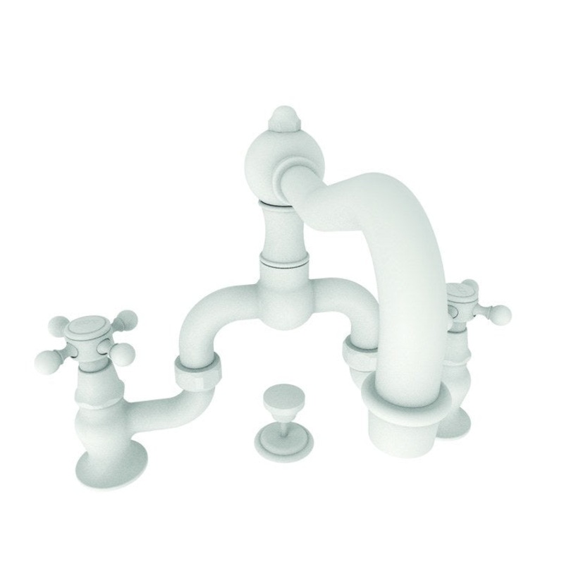 Lavatory Faucet Chesterfield Bridge 8 to 9-5/8 Inch Spread 2 Cross ADA Watersense Matte White 1.2 Gallons Per Minute Brass Pop-Up with Tailpiece Spout Reach 7-1/5 Inch