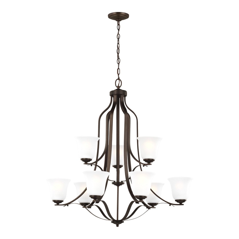 Nine Light Chandelier from the Emmons Collection in Bronze Finish by Generation Lighting
