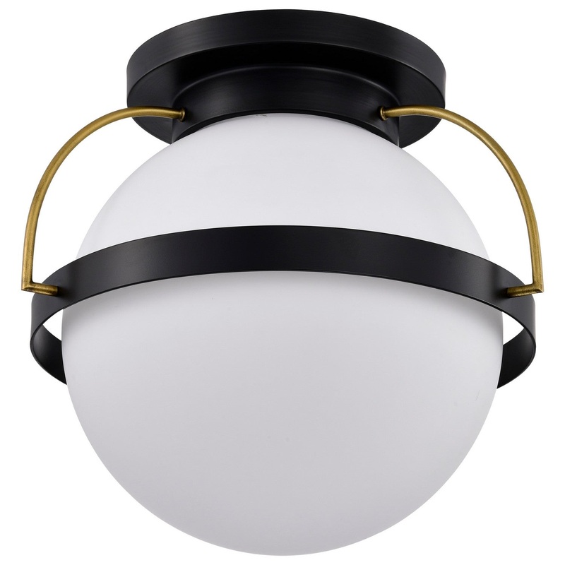One Light Flush Mount from the Lakeshore Collection in Matte Black Finish by Nuvo Lighting