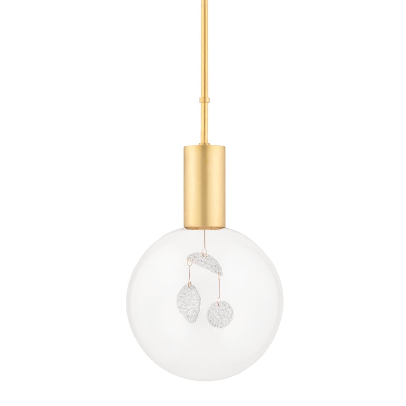 One Light Pendant from the Gio Collection in Aged Brass Finish by Hudson Valley