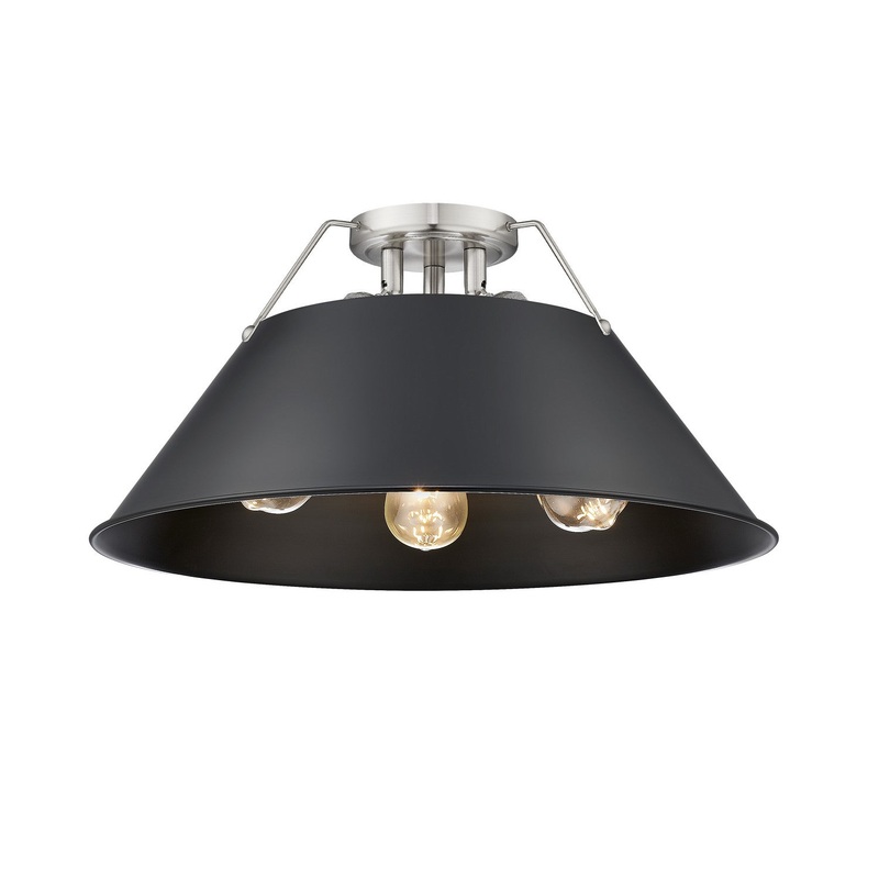 Three Light Flush Mount from the Orwell Collection in Pewter Finish by Golden