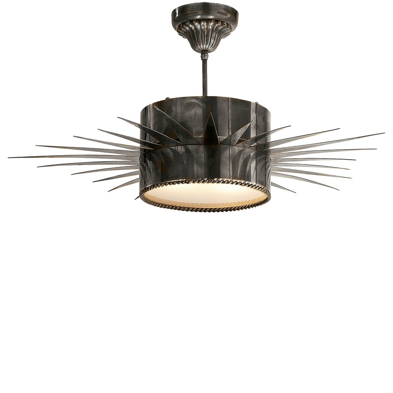 Two Light Semi Flush Mount from the Soleil Collection in Bronze Finish by Visual Comfort Signature