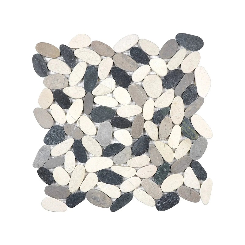Zen Tranquil Cool Blend Flat Matte Pebble Mosaics. 1 Sheet = Sq. Ft. (76-466)