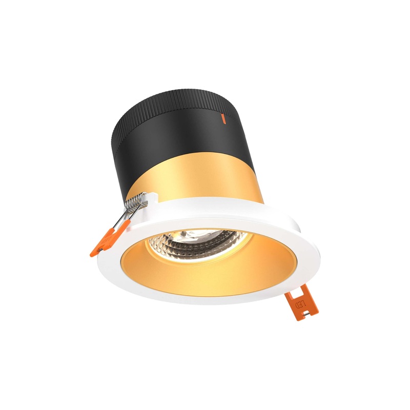 4″ Modular Downlight Gold with White Trim 35 Degrees Sloped Ceiling