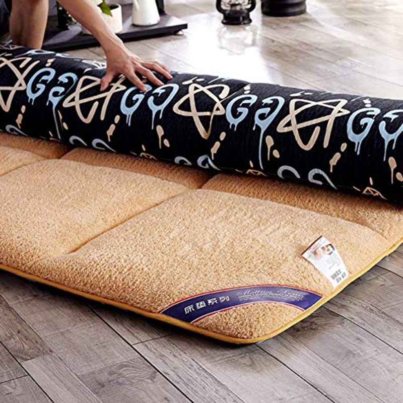 AOLI Futon coprimaterasso, cotone Tatami tappetino antiscivolo materasso pieghevole traspirante Pelle-friendly stuoia rilievo -Double giapponese Sleeping Pad, Soft futon Piano materasso di spessore 5