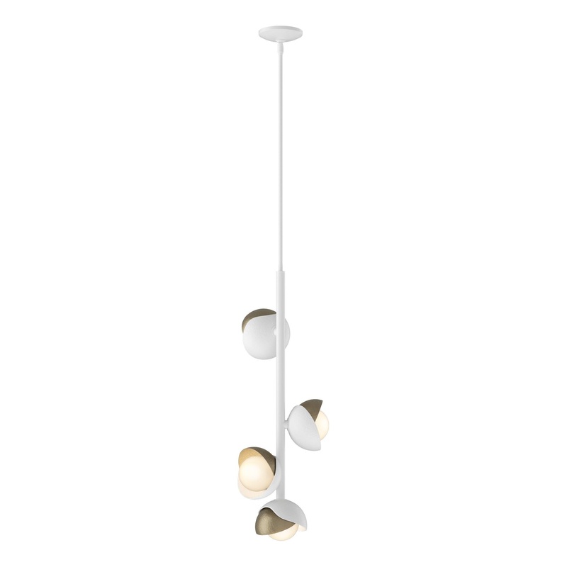 Brooklyn 4-Light Double Shade Vertical Pendant White Soft Gold