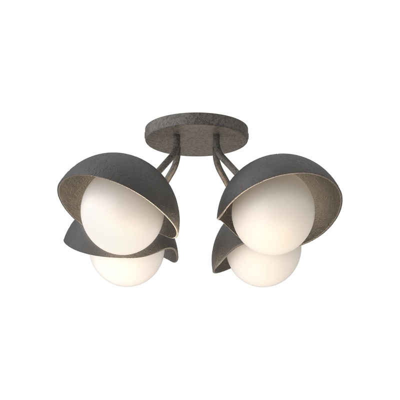 Brooklyn 4-Light Single Shade Semi-Flush Natural Iron Black