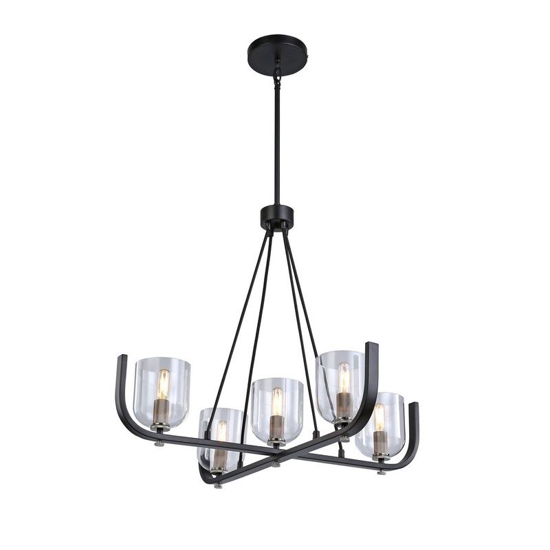 Cheshire Chandelier – Black & Nickel