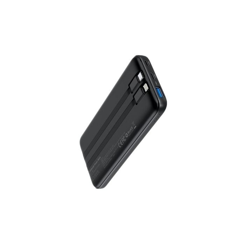 CHOETECH B654 10000mAh Pwer Bank 22.5W USB-A / USB-C / micro USB with built-in USB-C / Lightning cable – black