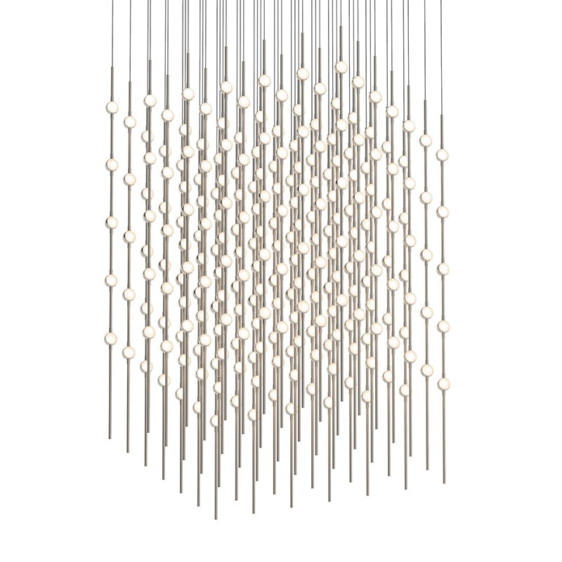 Constellation Cosmic Cube 30″ LED Pendant Satin Nickel with White Optical Acrylic 3000K 10′ Adjustable Cord
