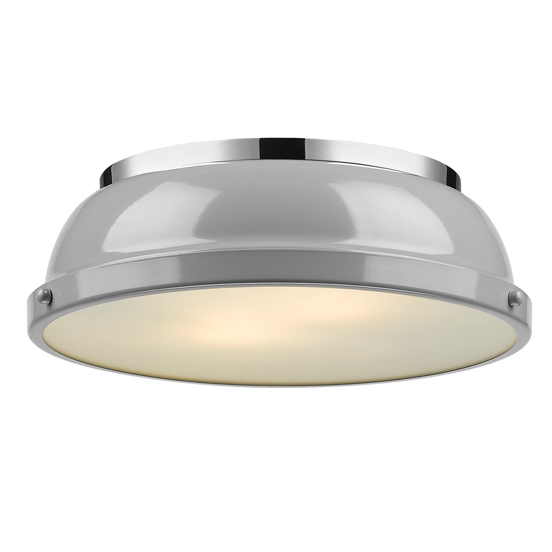 Duncan 14″ Flush Mount in Chrome with a Gray Shade