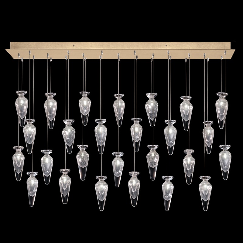 Essence 54″W Rectangular Pendant Gold/Clear Tear