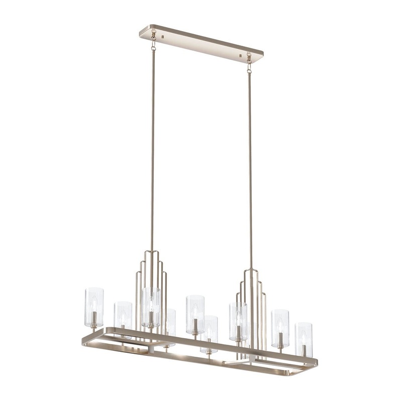 Kichler 52413PN Ten Light Linear Chandelier, Polished Nickel