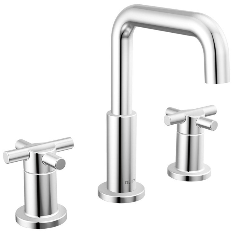 Lavatory Faucet Nicoli Widespread 6-16 Inch Spread 2 Lever ADA WaterSense Chrome 1.2 Gallons per Minute 8-1/8 Inch