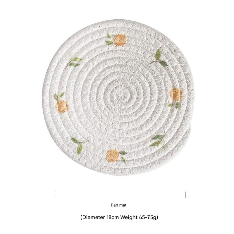 (Lemon) Cotton Rope Woven Placemats – Set of 5, 18cm Diameter Heat Resistant Kitchen Decor