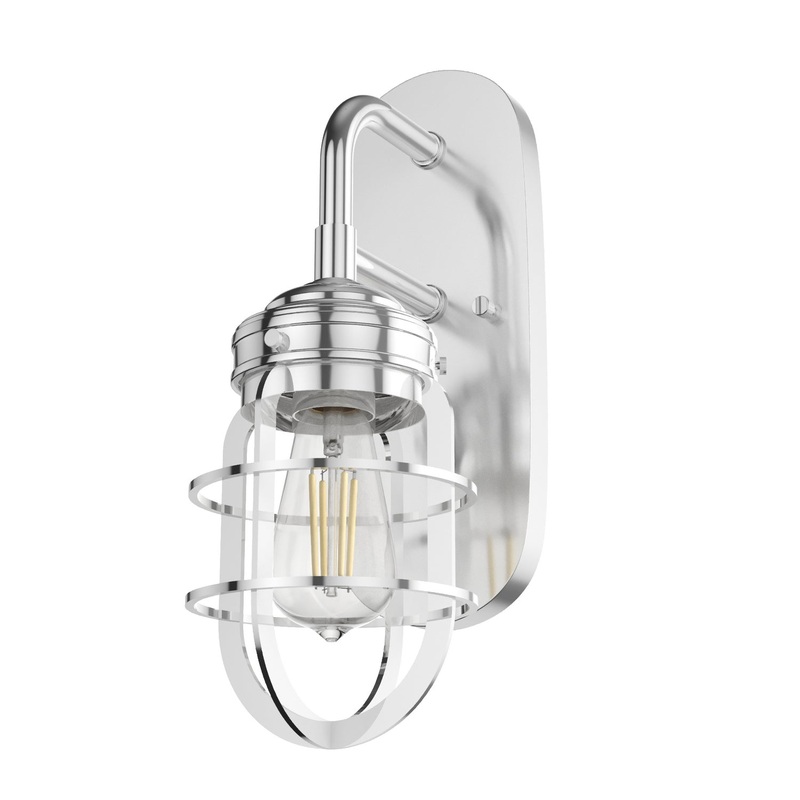 One Light Wall Sconce from the Starklake Collection in Chrome Finish by Hunter