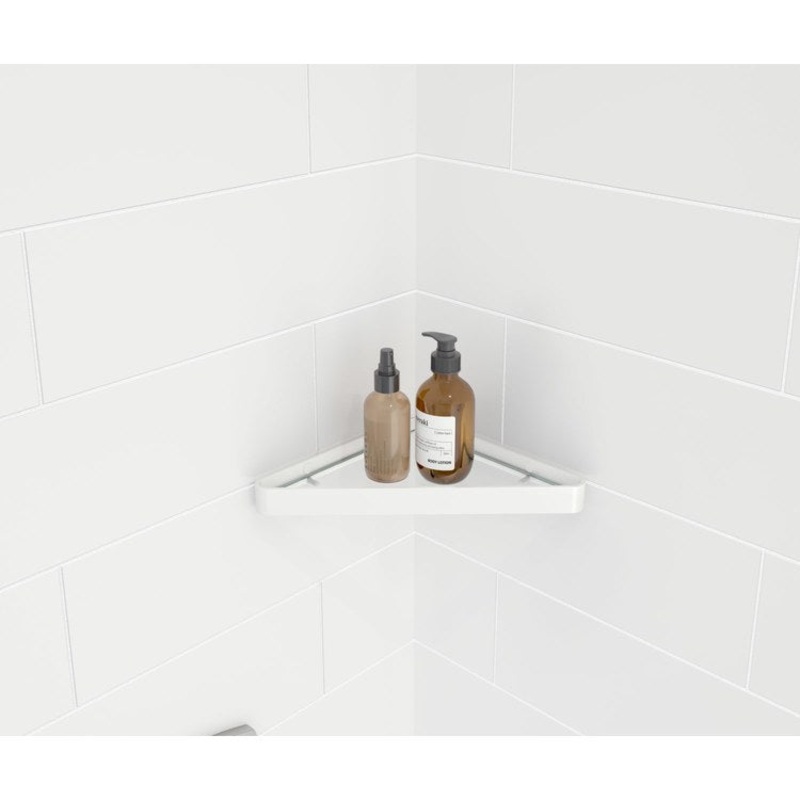 Shelf Corner White Metal/Glass 9-5/8 Inch