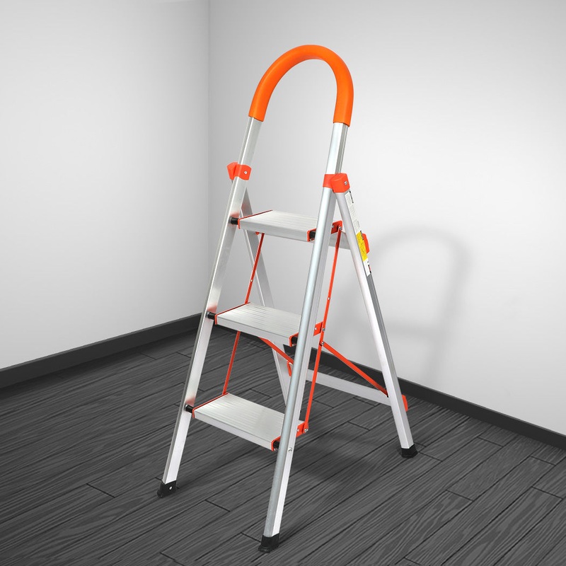 Traderight 3 Step Ladder Folding Aluminium