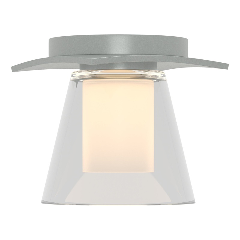 Wren Flush Mount Vintage Platinum Clear Glass with Opal Diffuser (ZU)