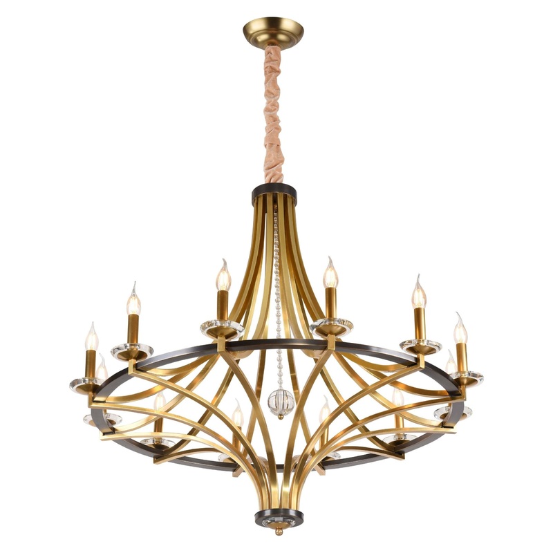 Berlin 12-Light Pendant Antique Brass and Black