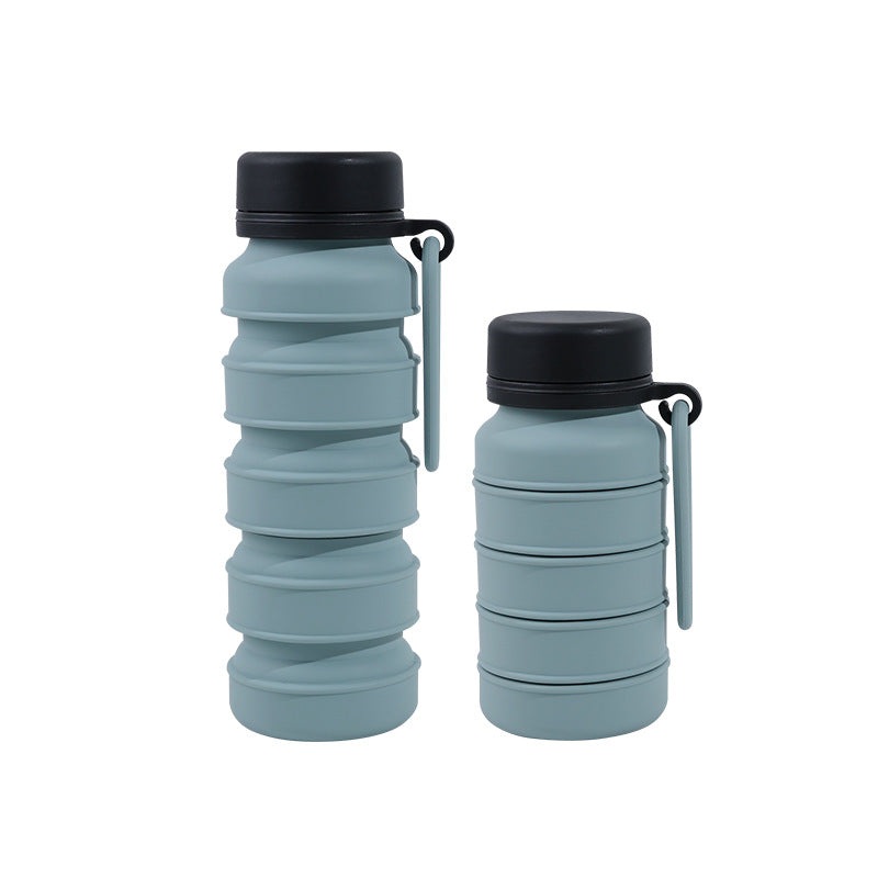 Blue and Black Collapsible Silicone Water Bottle – 510ml Portable Food-Grade Travel & Sports Drink Flask