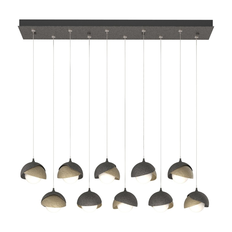 Brooklyn 10-Light Double Shade Pendant Natural Iron Soft Gold