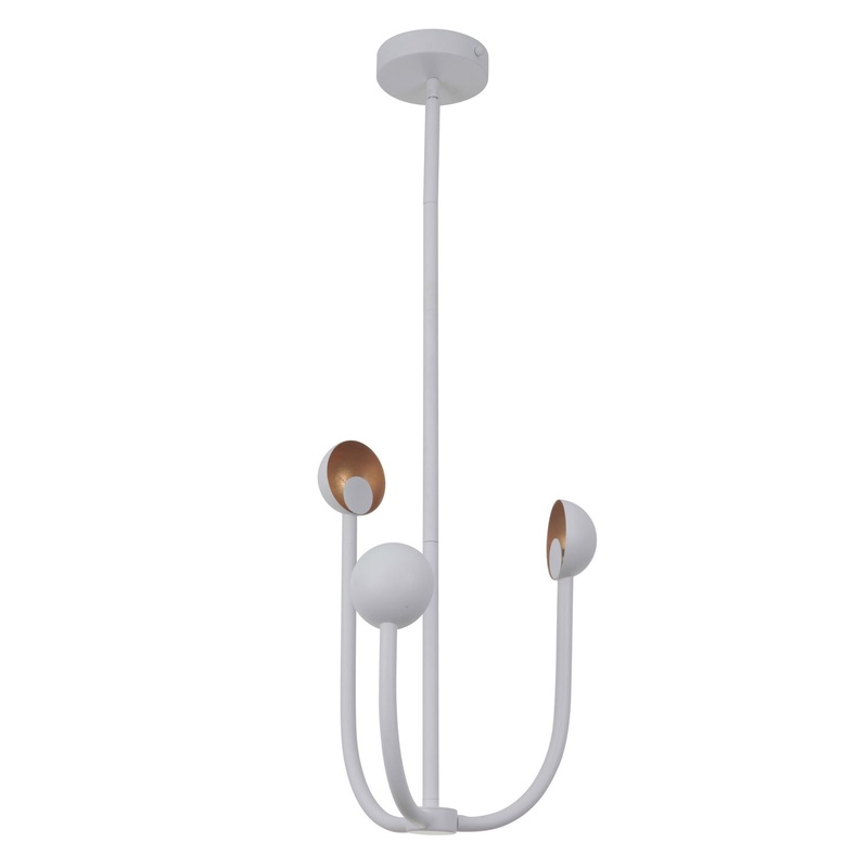 Craftmade 49223-MWWGL-LED Foundry Three Light Chandelier Matte White/Gold Leaf (Discontinued)