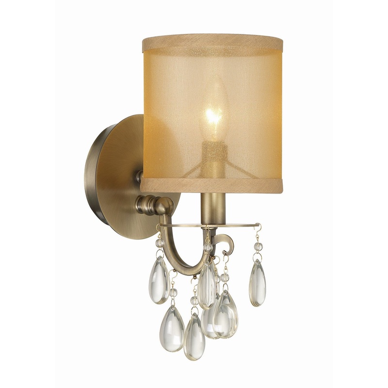 Crystorama 5621-AB Hampton One Light Wall Sconce Antique Brass