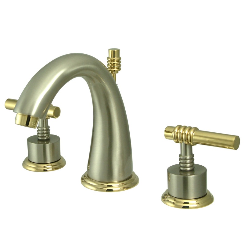 Kingston Brass KS2969ML Milano Widespread Bathroom Faucet, Brushed Nickel/Polished Brass
