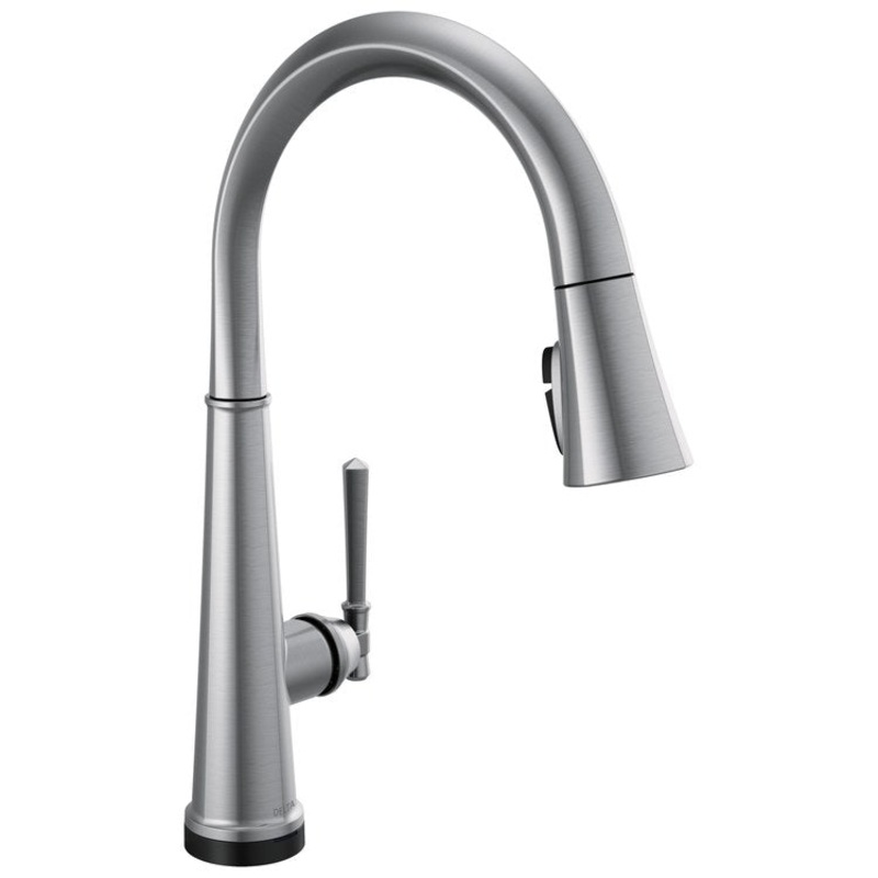 Kitchen Faucet Emmeline 8 Inch Spread 1 Lever ADA CALGreen Lumicoat Arctic Stainless High Arc Pull Down Wand Swivel 360DEG 1/3 Hole Touch2O with Touchless/MagnaTite Docking/VoiceIQ Compatible/ShieldSpray 1.8 Gallons per Minute
