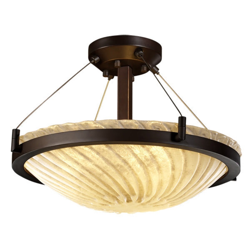 LED Semi-Flush Mount from the Veneto Luce Collection in Dark Bronze Finish by Justice Designs